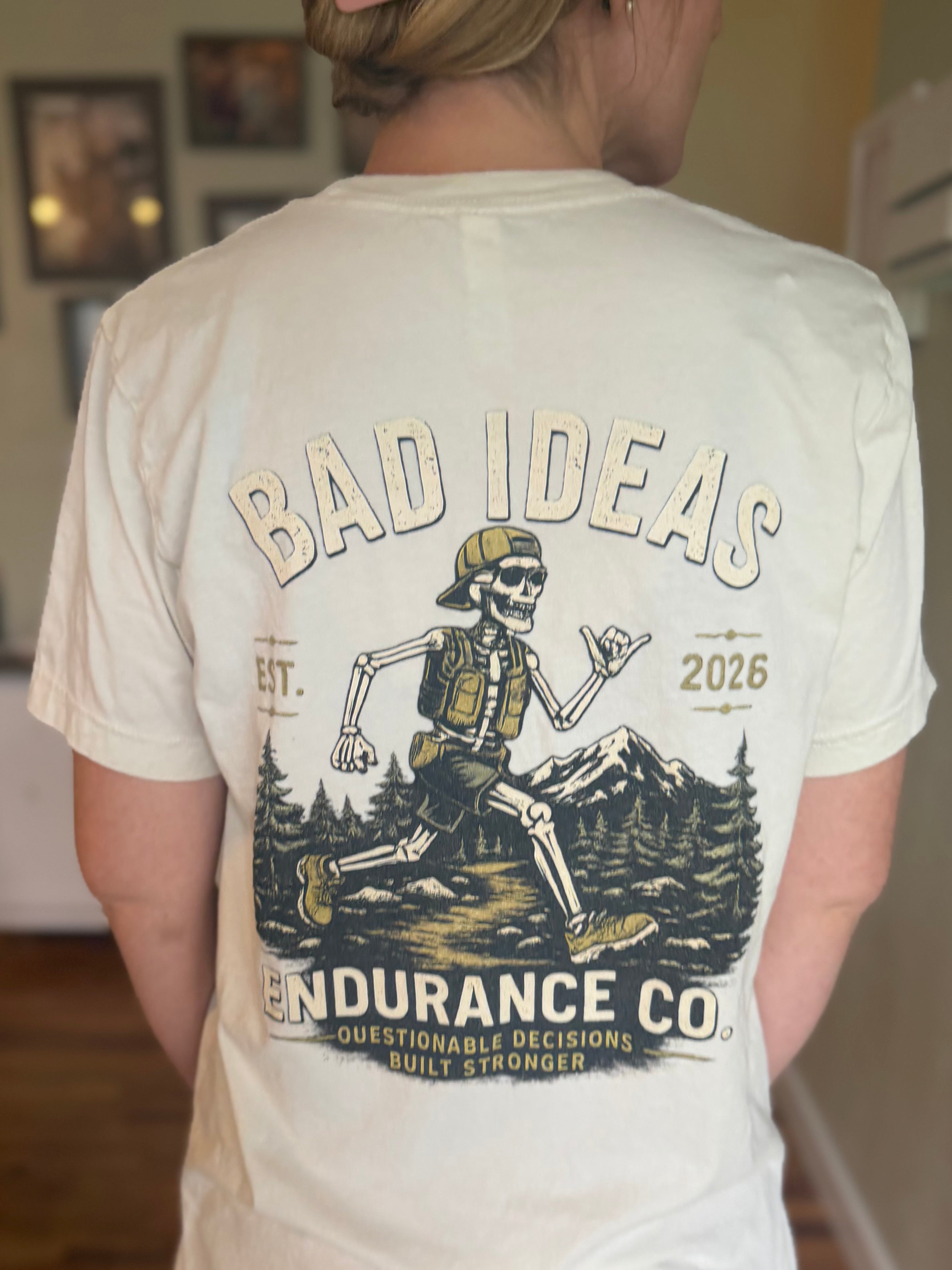 Bad Ideas Endurance Co. Skeleton Runner Trail Running Shirt | Ultra Marathon Tee