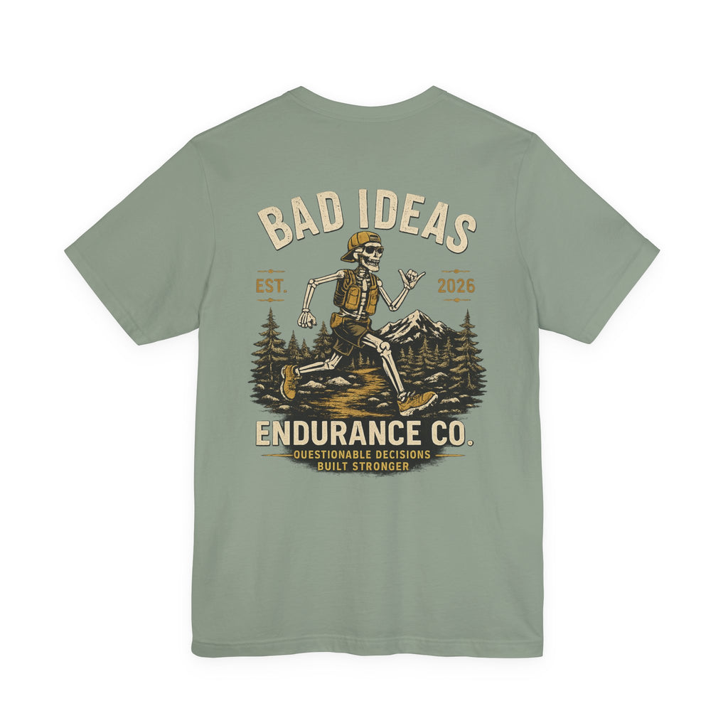 Bad Ideas Endurance Co. Skeleton Runner Trail Running Shirt | Ultra Marathon Tee